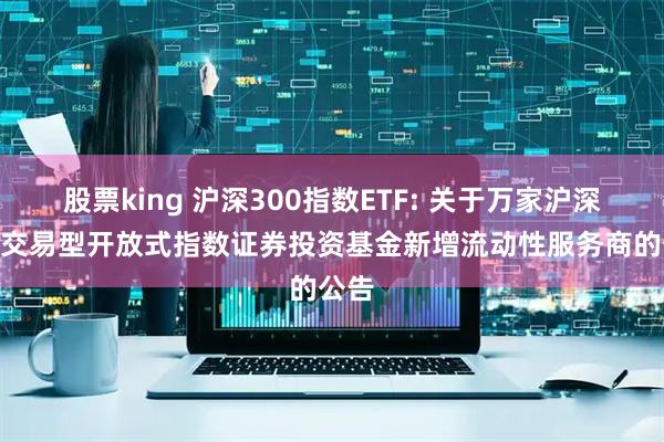 股票king 沪深300指数ETF: 关于万家沪深300交易型开放式指数证券投资基金新增流动性服务商的公告